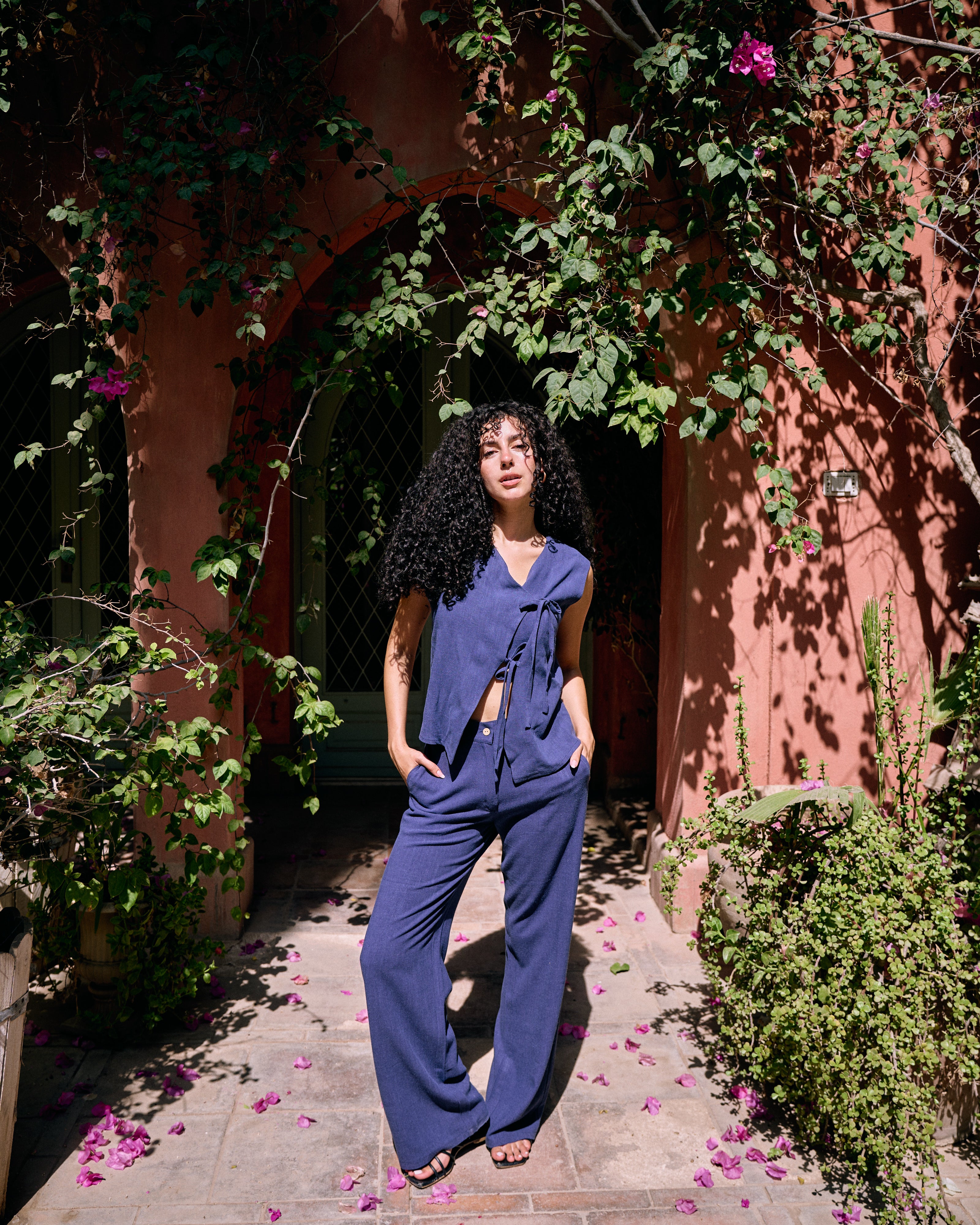 Dark Blue Linen Pants