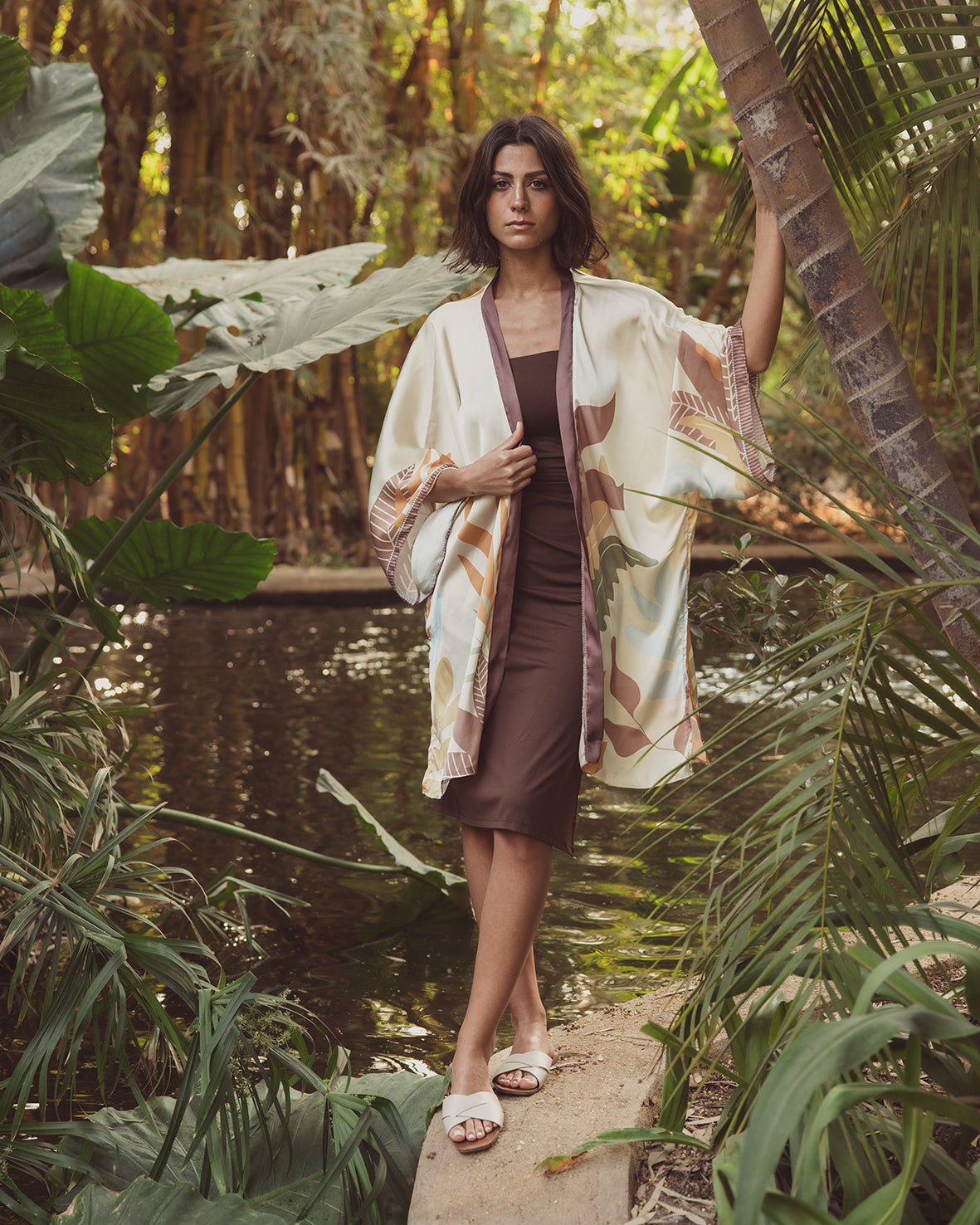 Flora Short Satin Kimono
