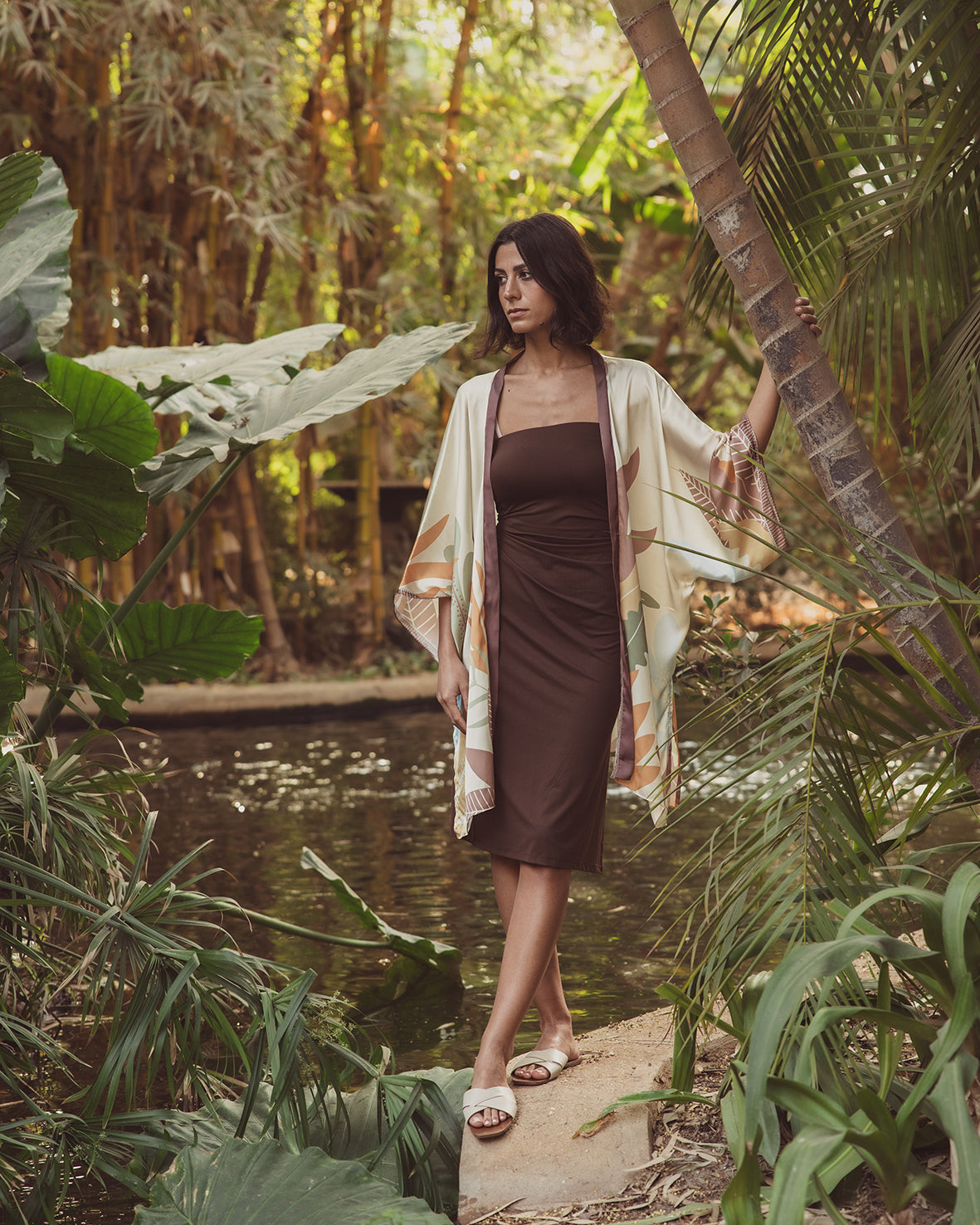 Flora Short Satin Kimono