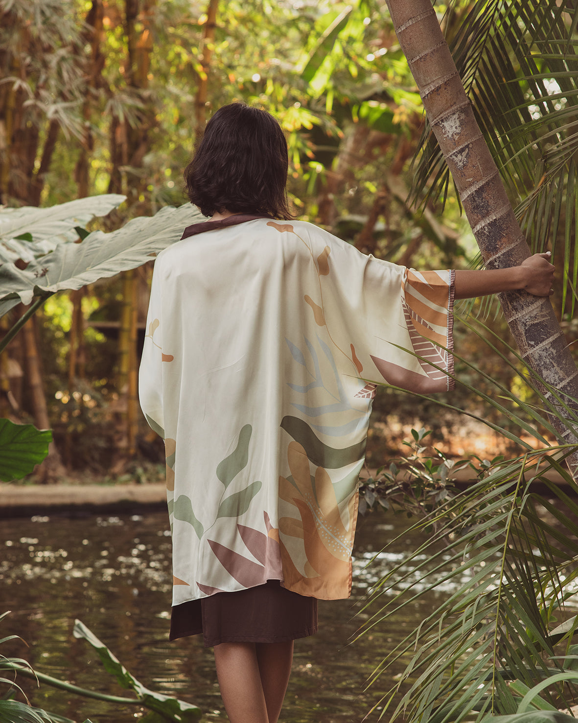 Flora Short Satin Kimono