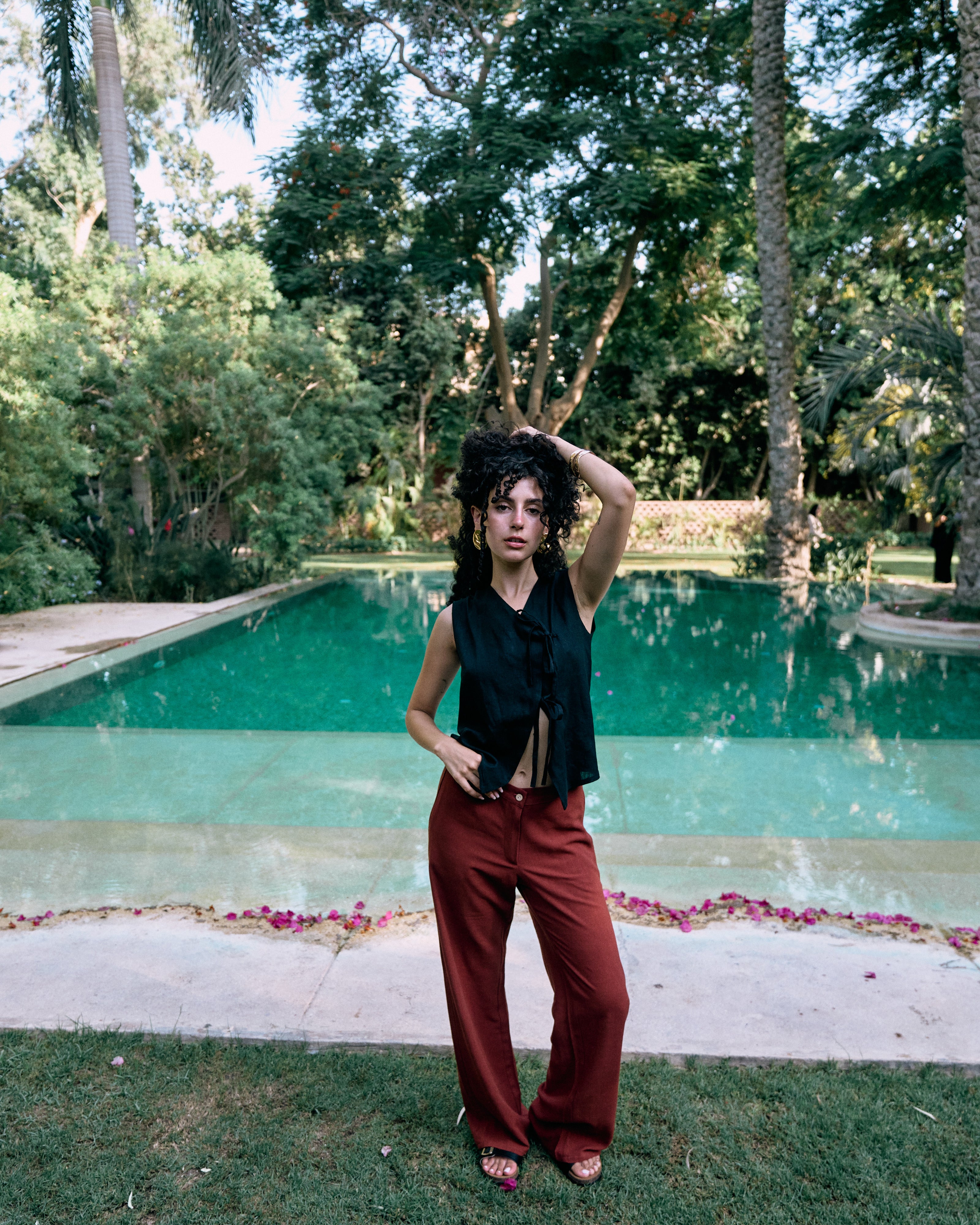 Rustic Orange Linen Pants