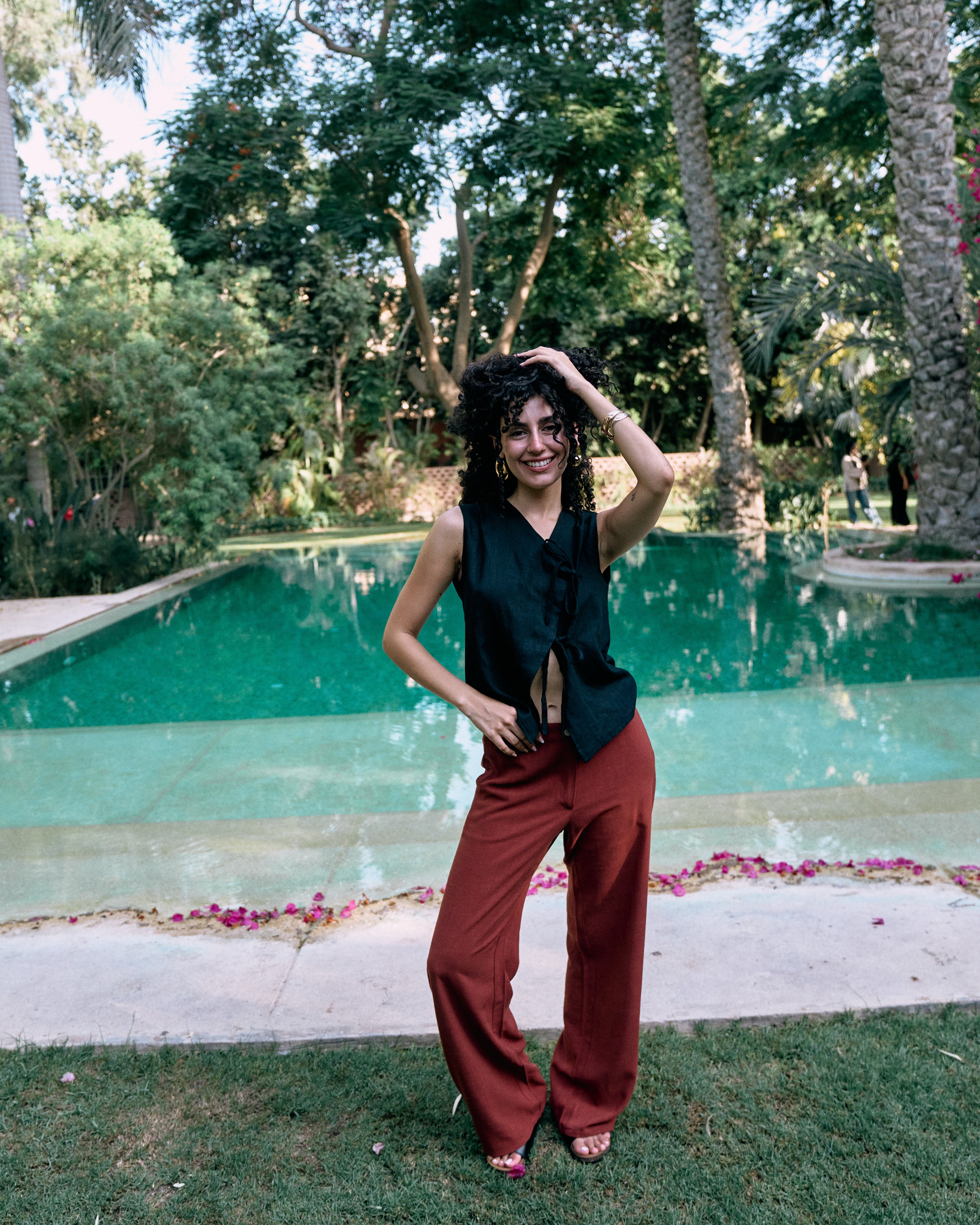 Rustic Orange Linen Pants