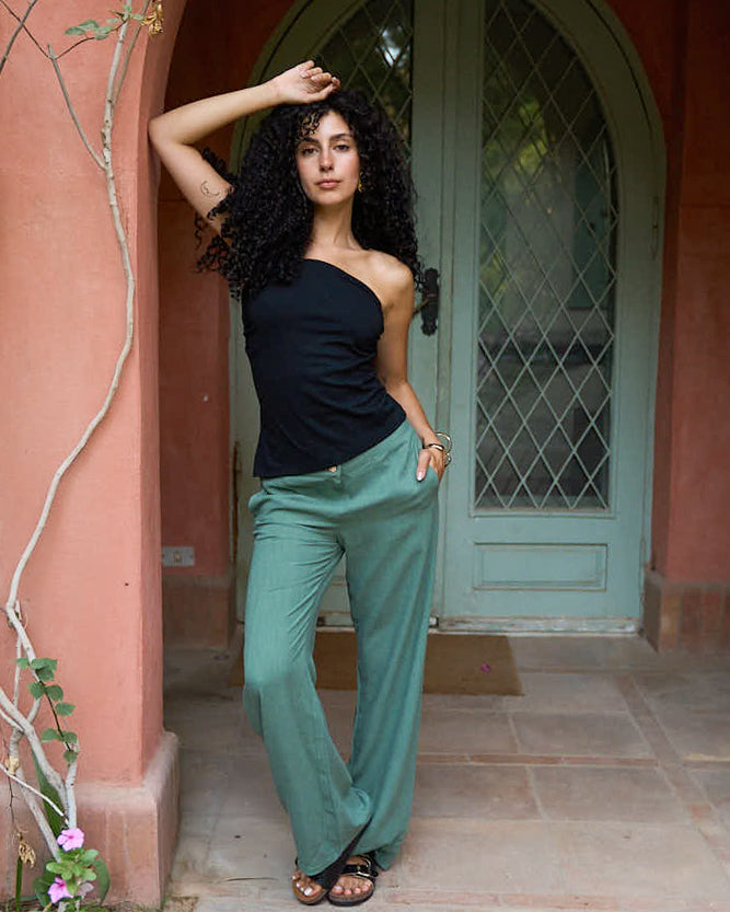 Green Linen Pants