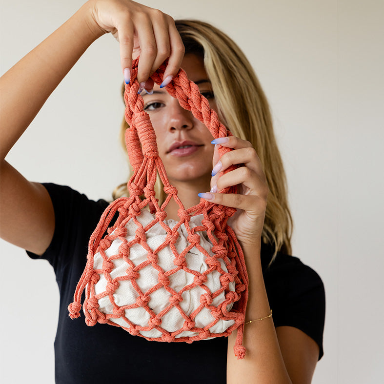 Orange Mini Macrame Bag