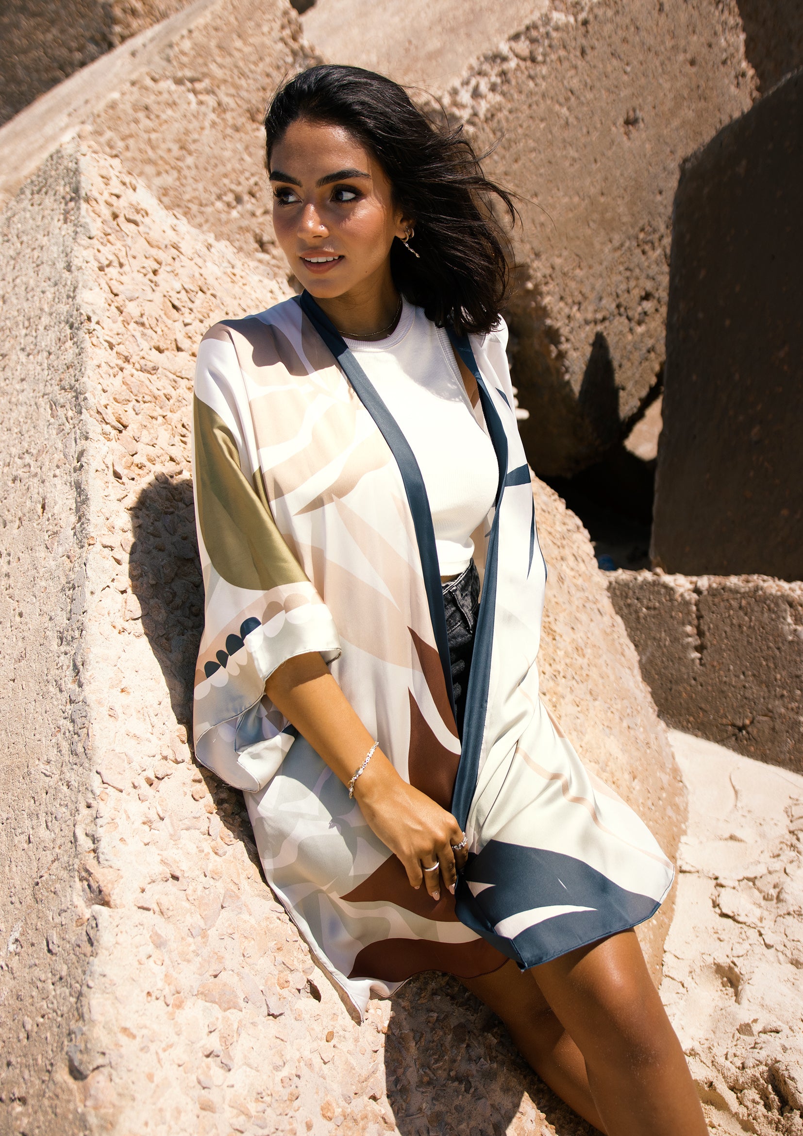 Camellia Short Satin Kimono