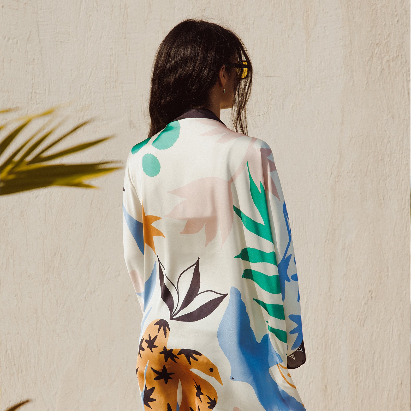 Flowy Dove Short Satin Kimono