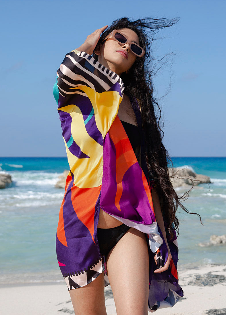 Hot Mess Short Satin Kimono