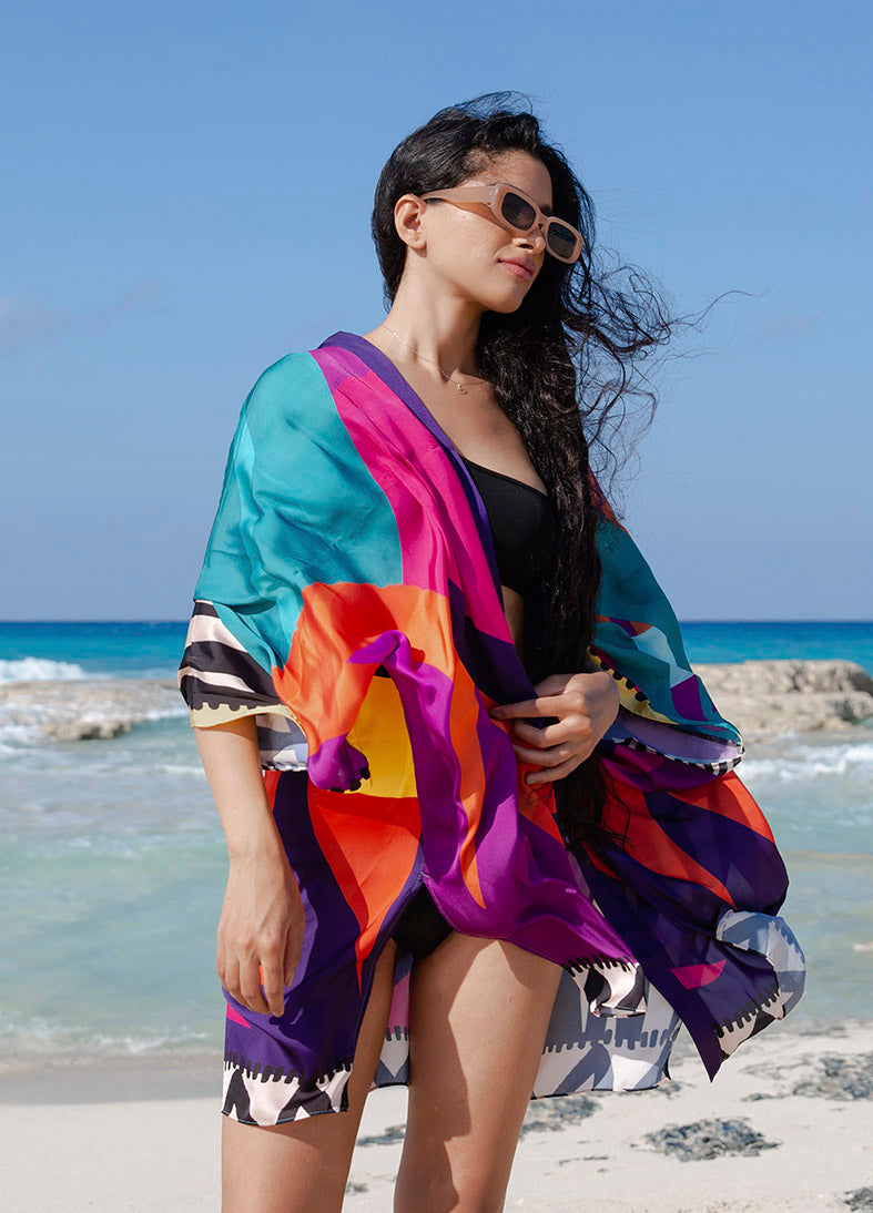 Hot Mess Short Satin Kimono