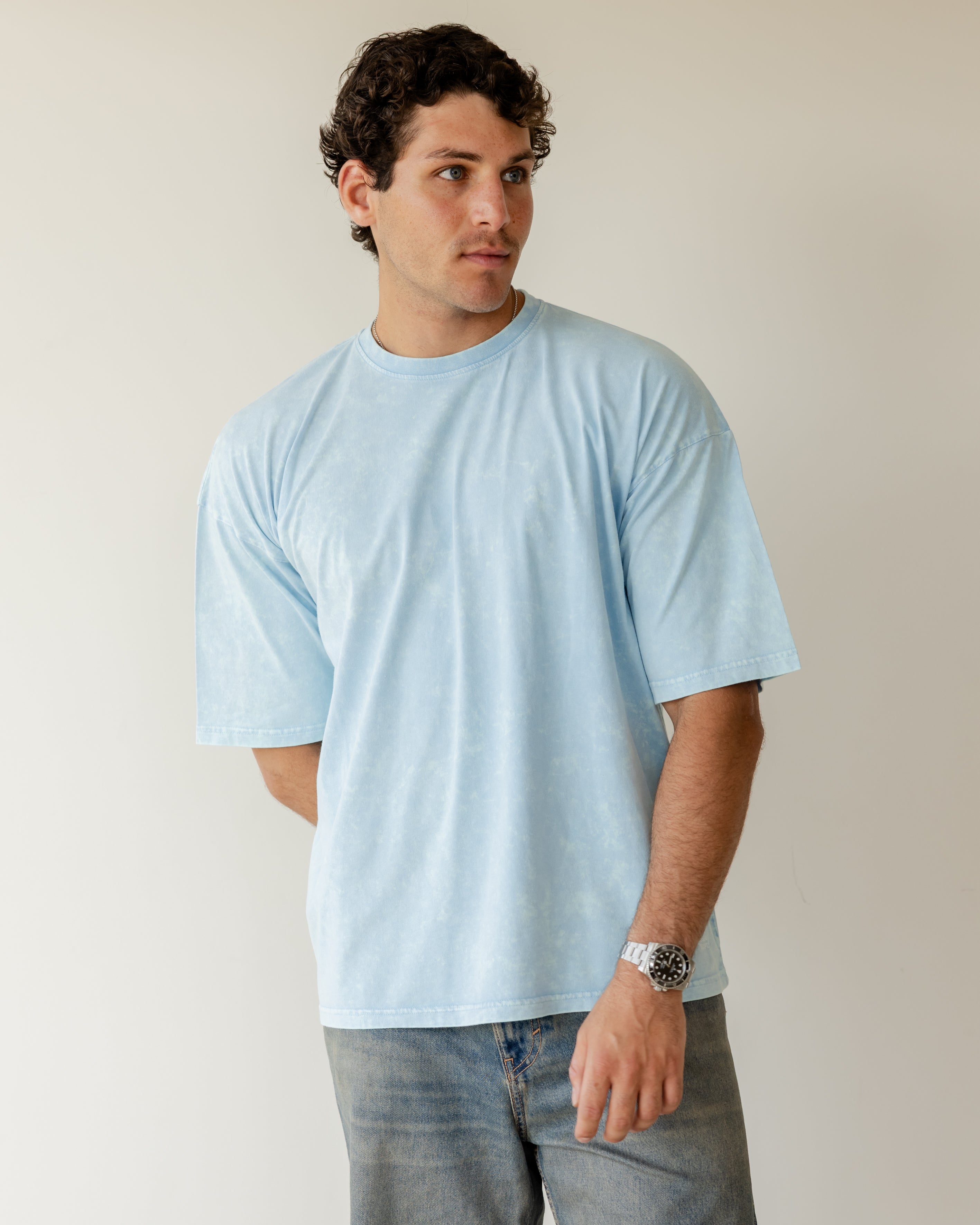 Sky Blue Acid Wash T-Shirt