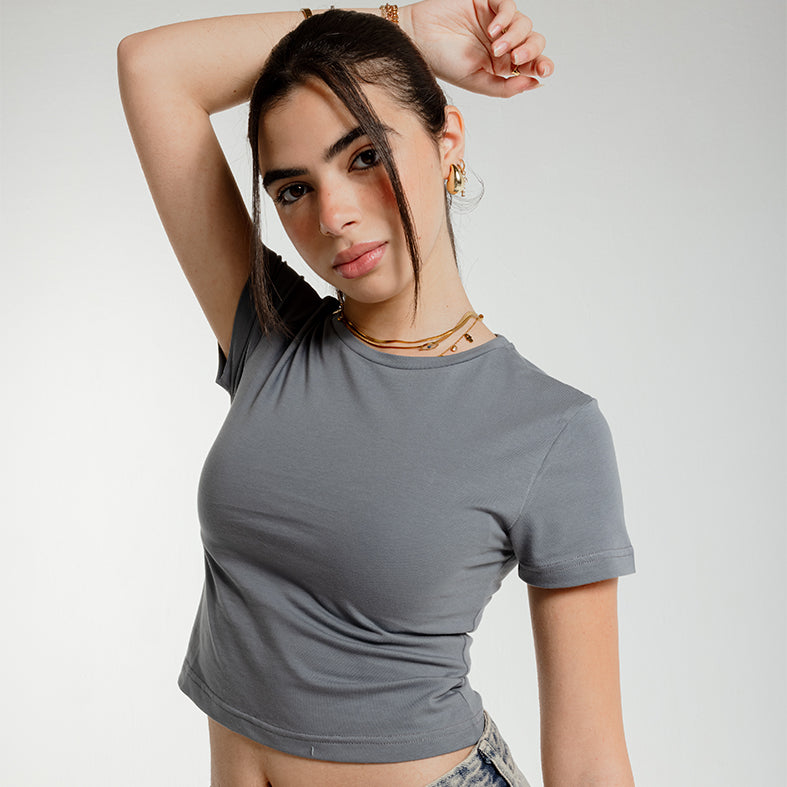 Grey Baby Tee