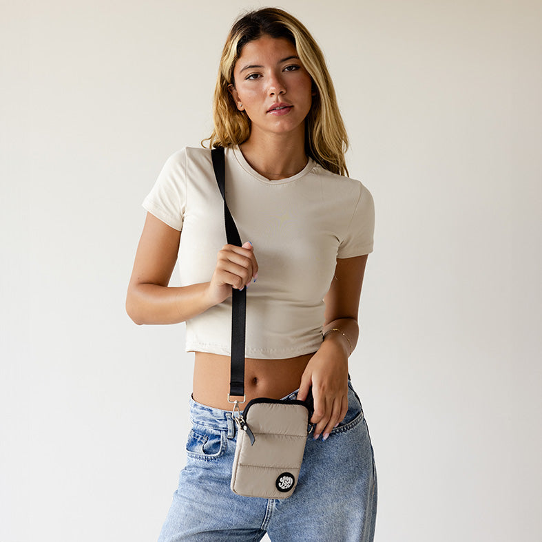 Beige Nylon Mobile Bag