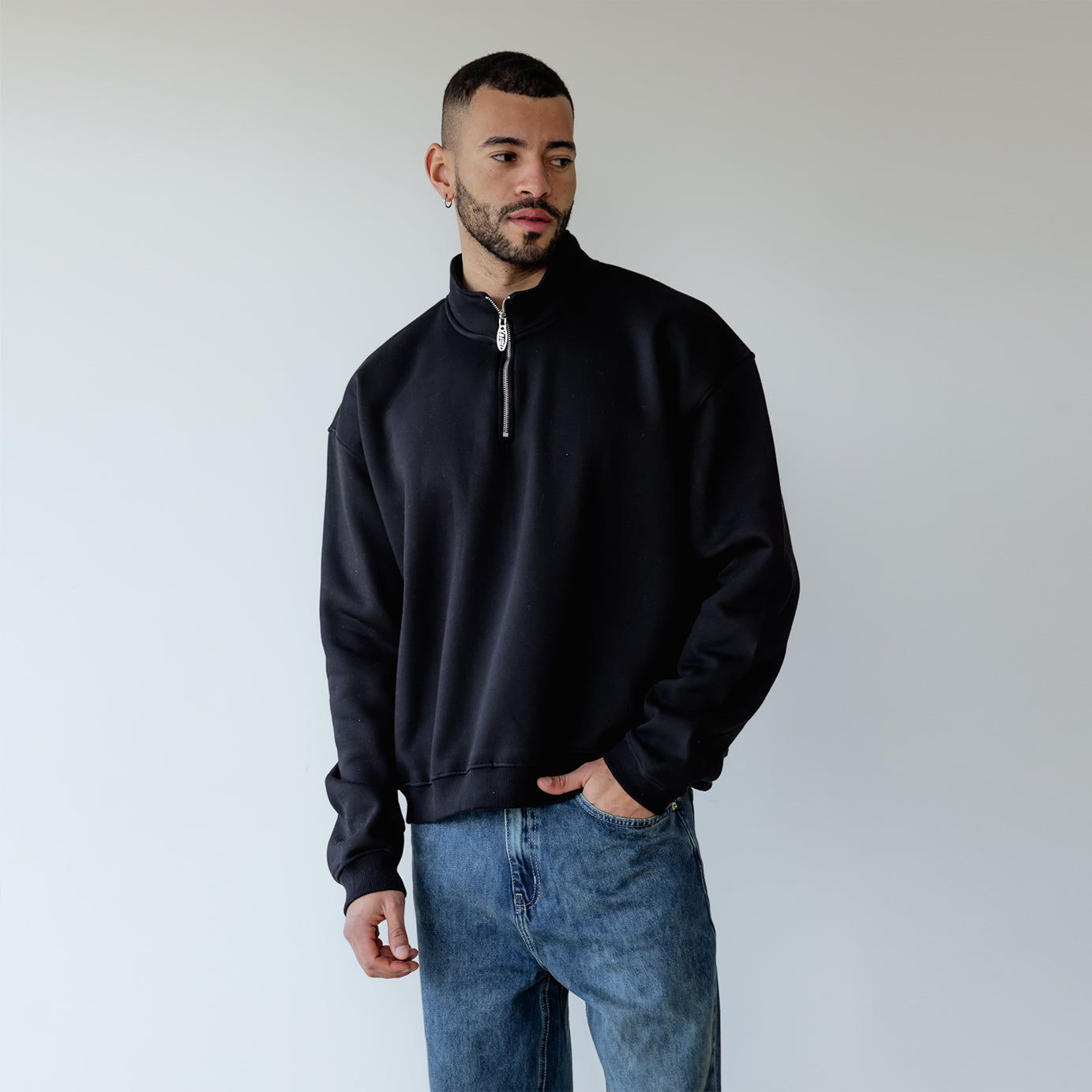 Black Basic Quarter Zip