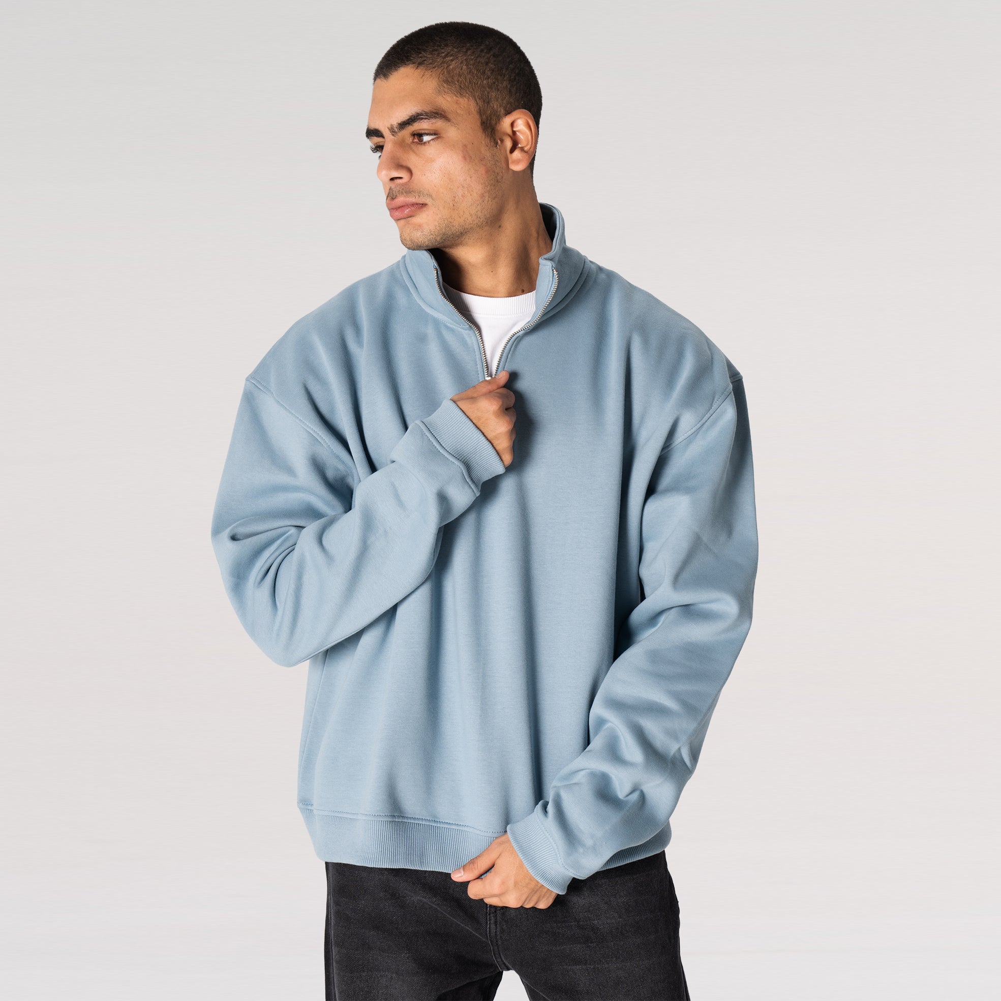 Dusty Blue Basic Quarter Zip