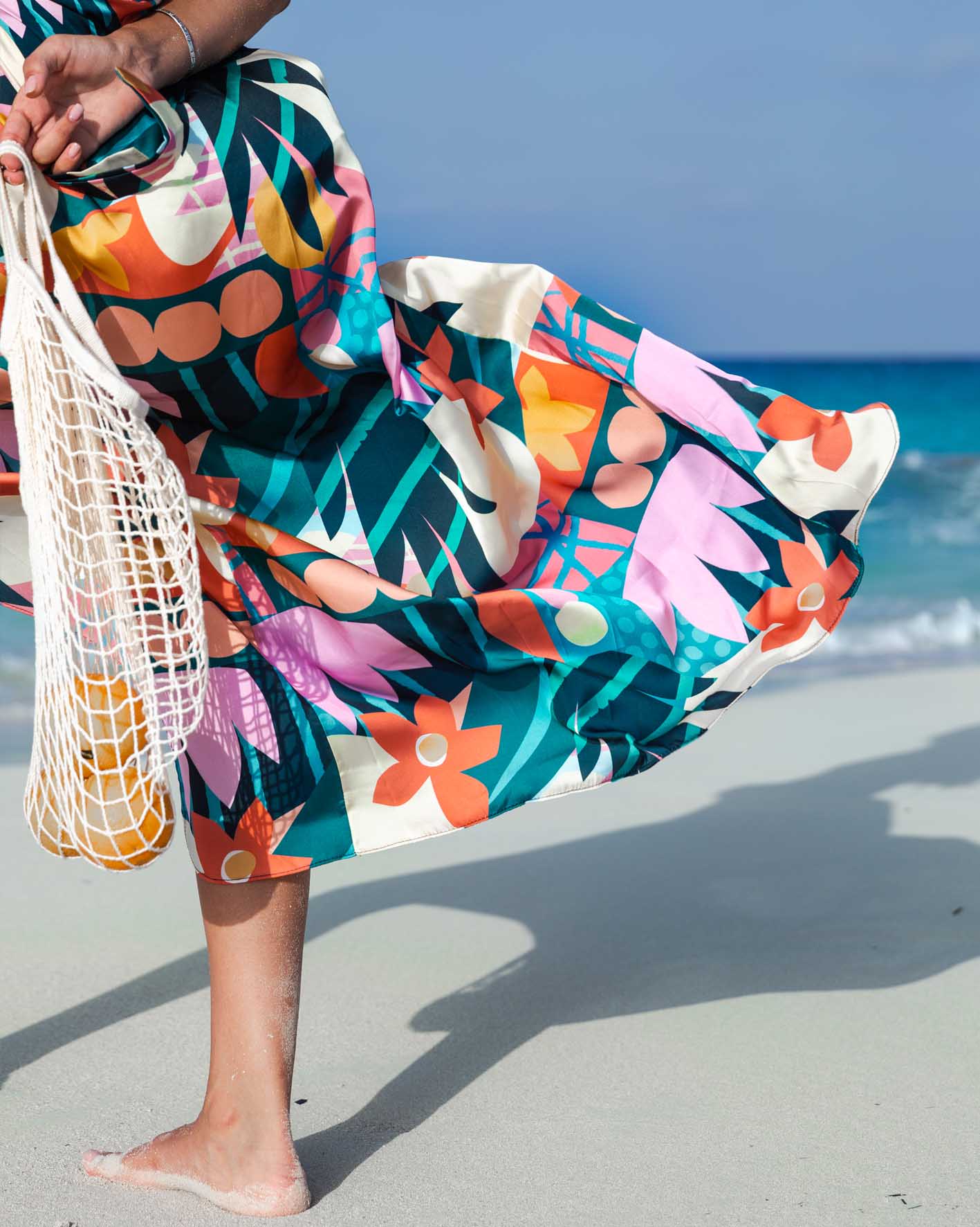 Coral Satin Wrap Skirt